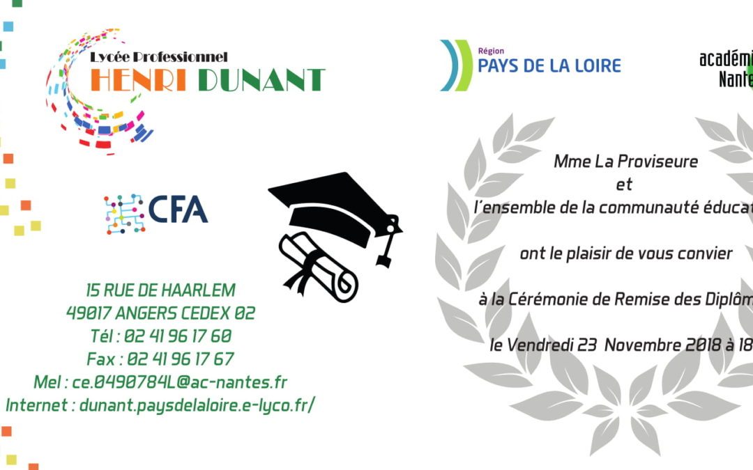 Cérémonie de remise des diplômes 23/11/2018