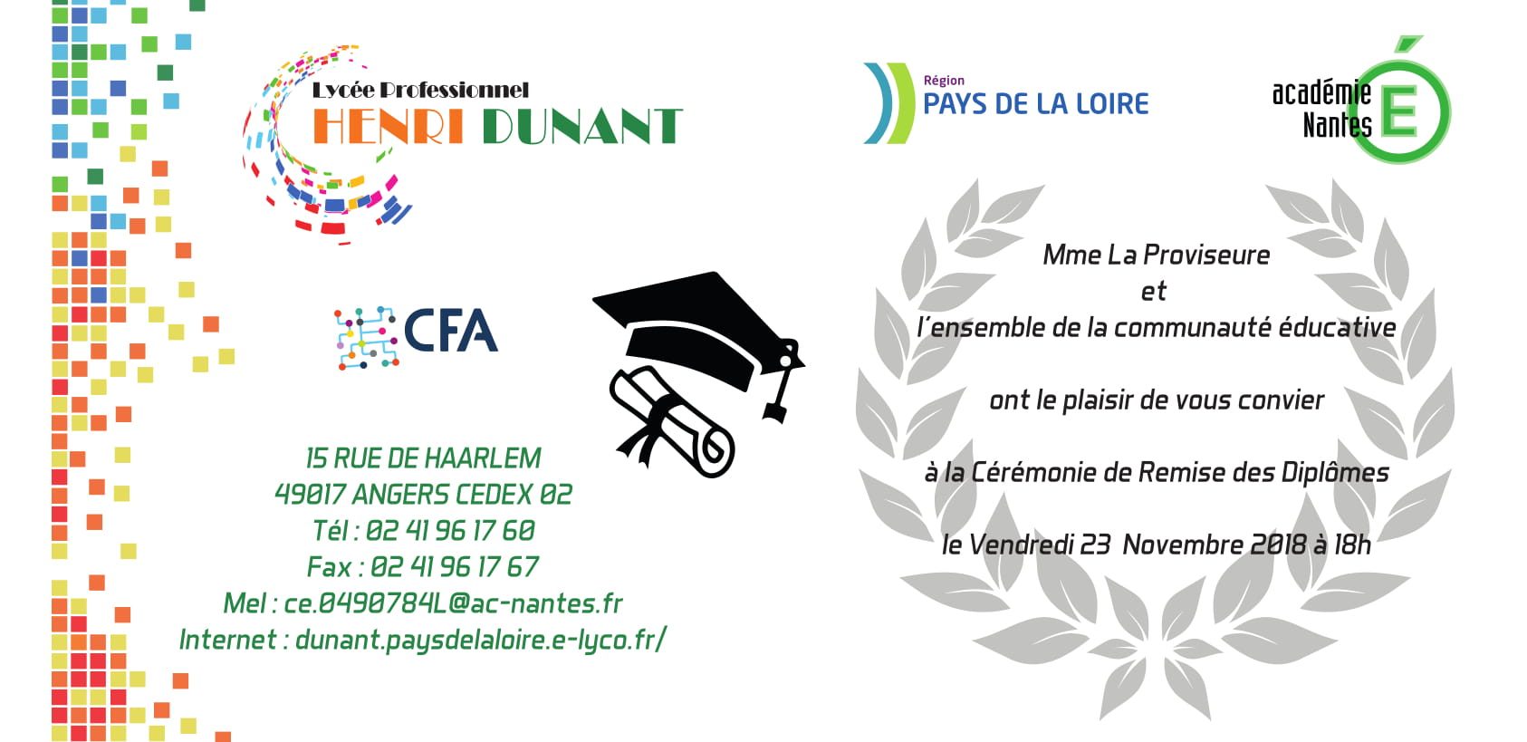 Cérémonie de remise des diplômes 23/11/2018 | Lycée Henri Dunant